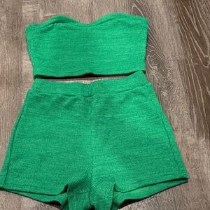 SHEIN Green Women Shorts Set